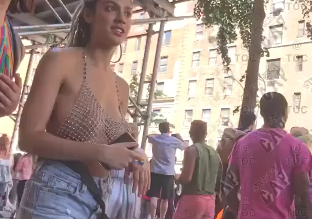 Sheer top in public