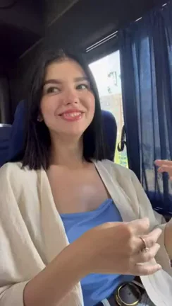🚌 Busty Bus Slut Flashes Tits 😈
