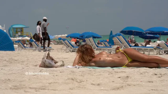 Teasing the dads at the public beach
