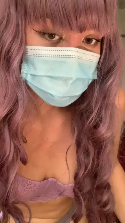 Masked Pink-Haired Slut Warms Cold Cock with Her Massive Tits