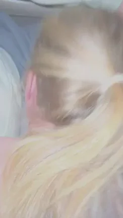 Blonde Slut Gagging on Cock in Car 💦🍆👅