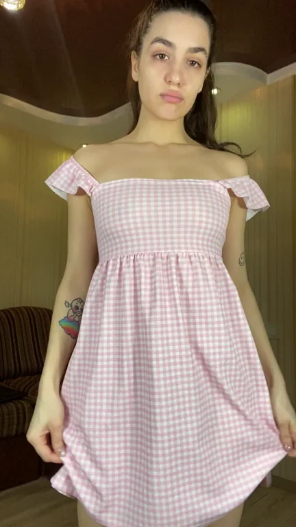 No Panties Tease Under My Pink Dress 😈👗💦