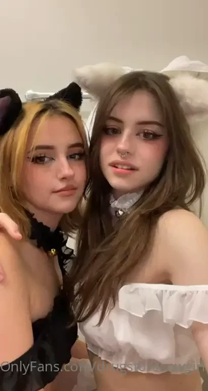 🔥 Hot Bestie Kiss in Catgirl Fits - Snag Chloe's New Folder! 😻💋