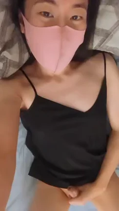 Cute Korean Femboy Begs for Help Getting Out of Bed with Her Hard Cock 😏