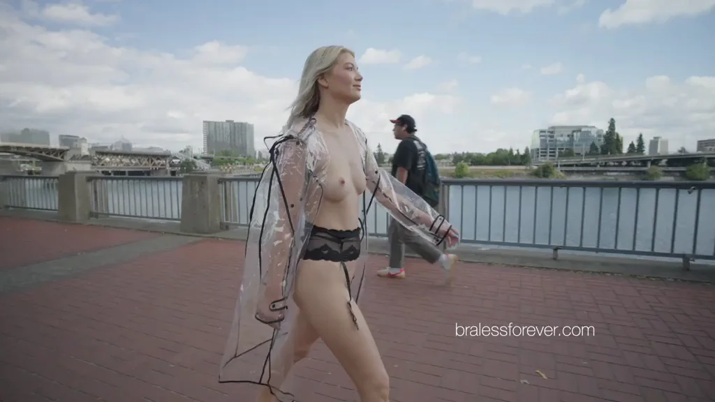 She wore this clear raincoat in public