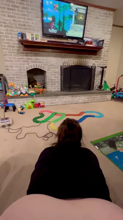 Thick BBW Ass Fucked Doggy While She Ignores for Donkey Kong 🎮🍑💦