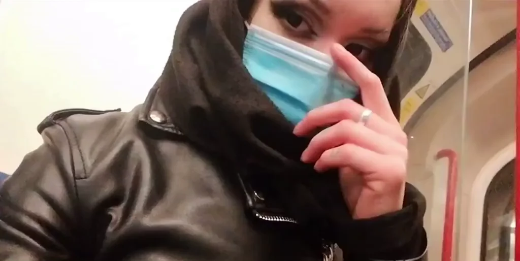 Goth Slut Fingers Her Wet Pussy Alone on Empty Train Ride Home