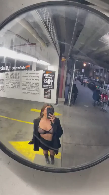 Flashing my boobs in a bubble mirror.. I think the delivery driver enjoyed