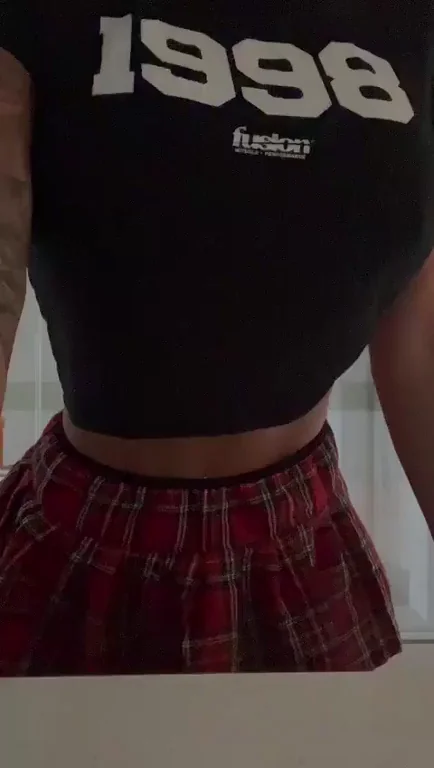 Just a slow reveal in my little school girl skirt tonight