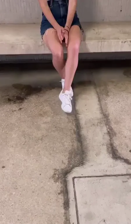 Public Slut Waiting for Cock on Concrete Bench [GIF]
