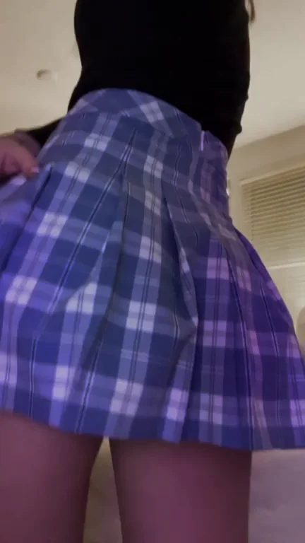 Schoolgirl Skirt Surprise: Purple Plug Poppin' Out My Juicy Ass