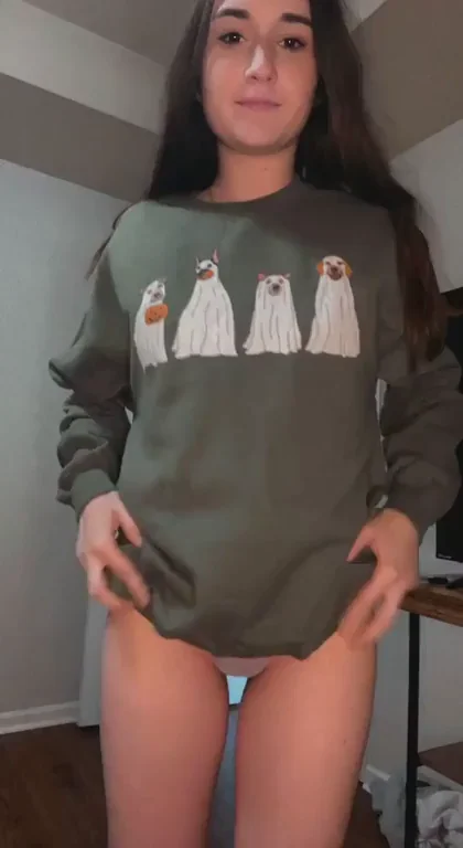 Tiny Titty Ghost Sweater Slut Hunts Fuck Buddy 😈👻