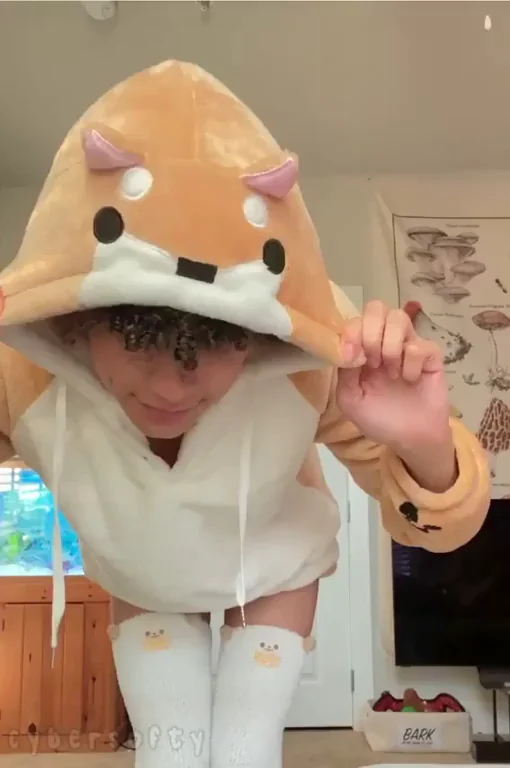 Cute Shiba Inu Hoodie Tease: Lifting for That Soft Tummy Glow [GIF]