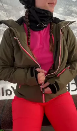 Flashing my boobs while going skiing today