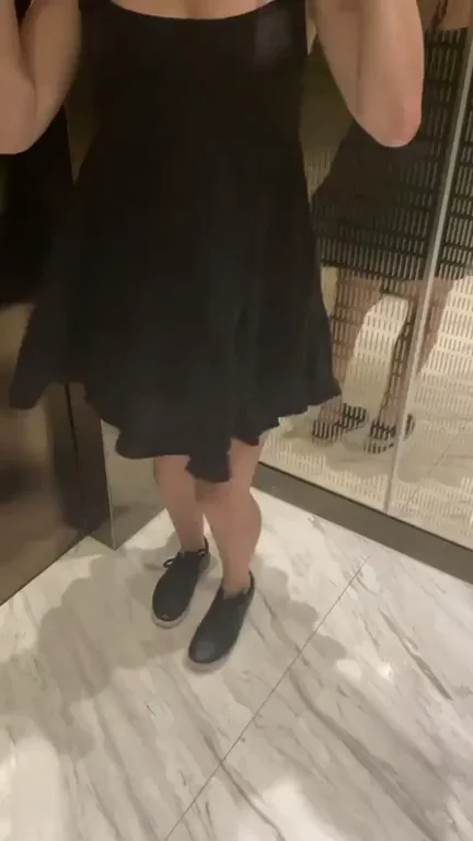 Elevator Tease: Perky Tits & Sneaker Lift Flash