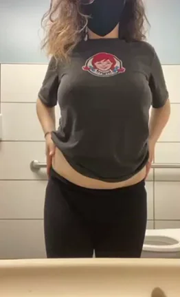 🍔 Wendy's Slut Grabs Her To-Go Tits in Public Bathroom 😈 [F]