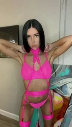 Skinny Pink Bimbo Slut Teasing in Lingerie 🔥🍑