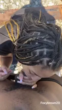 Ebony Slut's Outdoor Dick Sucking Hobby 🍆💦🌳