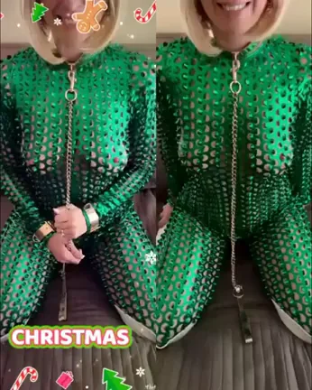 ThatPixarMom's Shiny Green Xmas Bodysuit Tease & Squirt Fest 🎄🍆💦