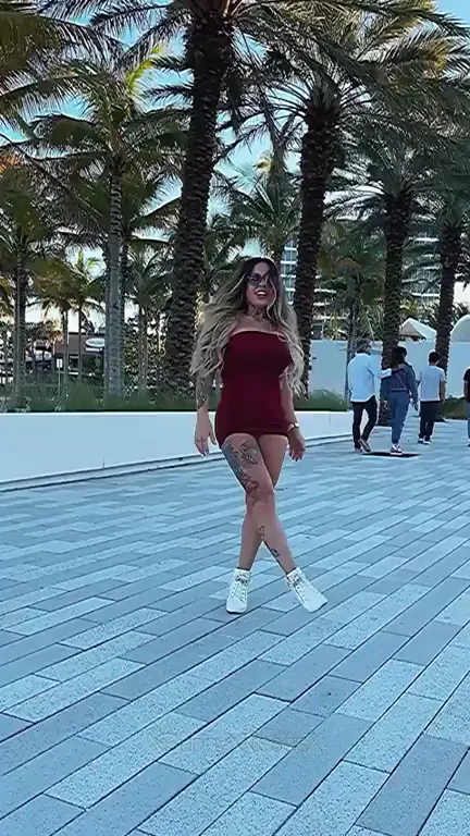 Public Palm Beach Tease: Slutty Red Dress Flash Walk