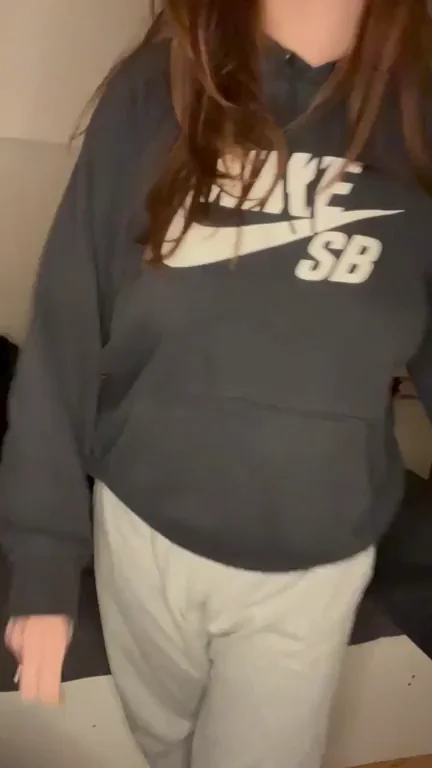 Shy Busty Petite Slut Lifts Hoodie to Flash Perky Tits <3