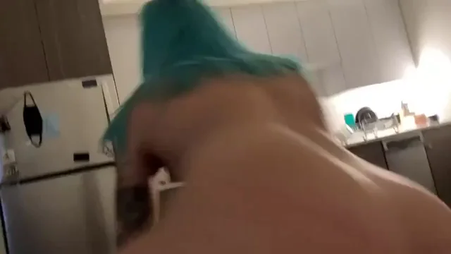 Pronebone Pounding: Tattooed Big-Tit Slut's Kitchen Railing