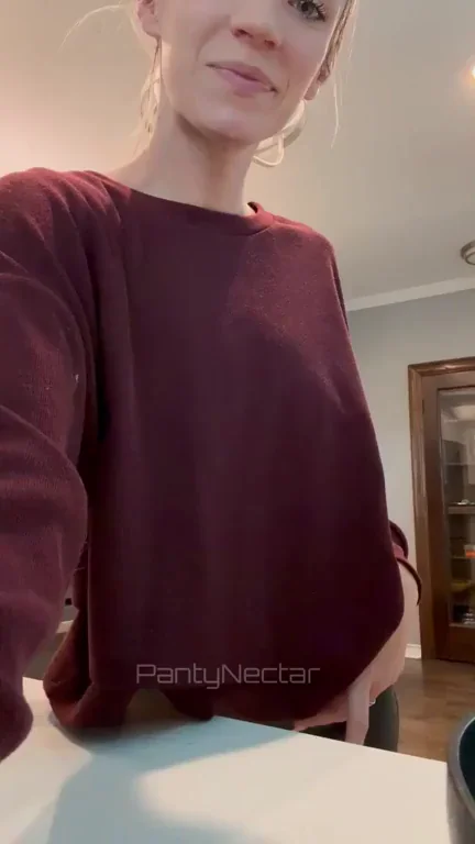 Bored Kitchen Tease: Flashing My Perky Titties
