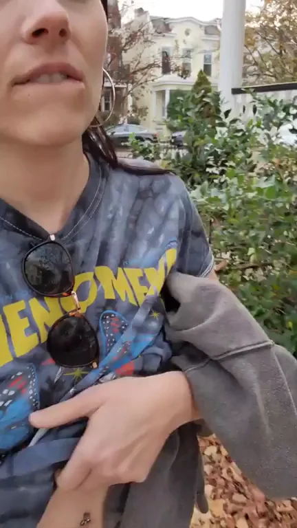 Tits Out Strut Down the Street 😈🍈🍈 [GIF]