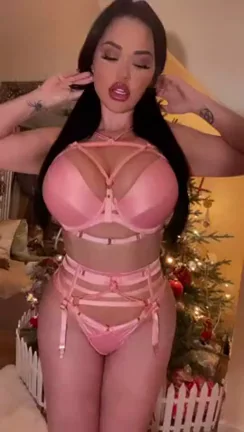 Bimbo Babe's Pink Lingerie Tease: Massive Fake Tits Spill Out!