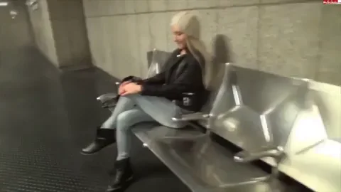 🚇 Slutty Blonde Fucked Raw on Metro Bench 💦
