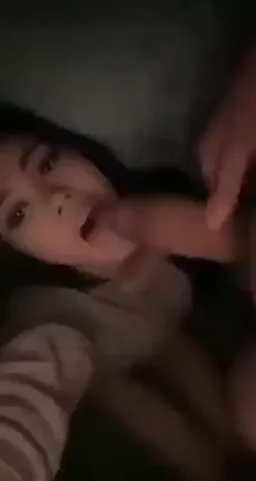Sexy Latina gags on cock like a good girl