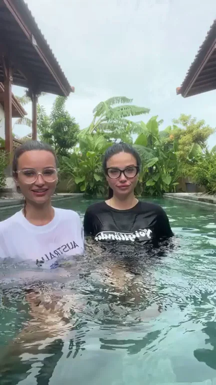 College Sluts Tease Tits in the Pool 😍👙💦