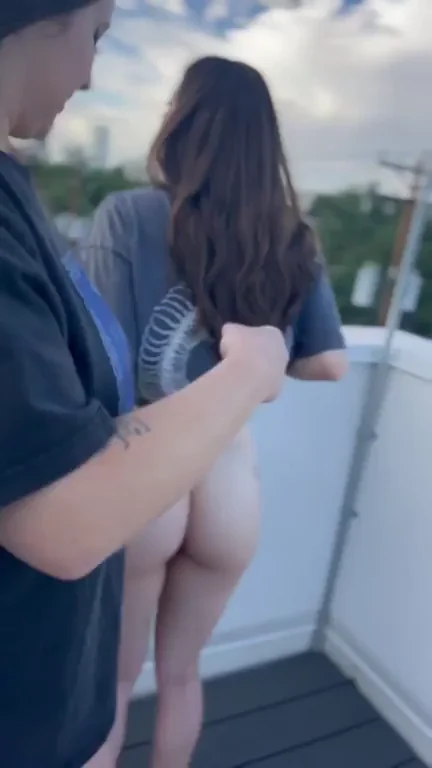 College Sluts Begging for a Threesome Third on Balcony 😈🍑👯‍♀️