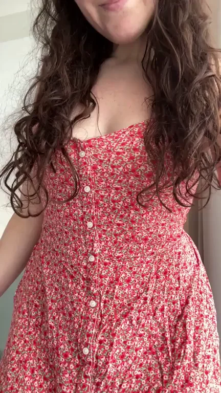 Peeking Under My Tight Red Sundress Surprise 😈