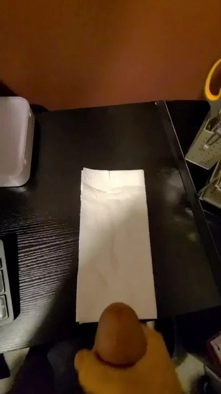 One bukkake ?? shot over the desk and hit the wall ?