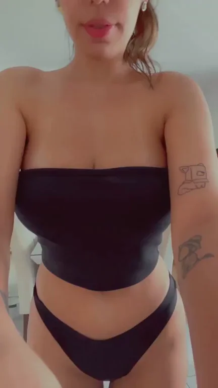 Barely Legal Babe Flaunts Her Juicy Natural Tits in Tight Black Swimsuit