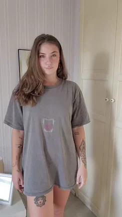 Cute Slut Teasing Nipples in Oversized Tee