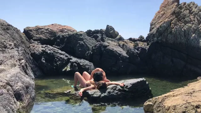 Blonde Slut Fulfills Outdoor Fuck Fantasies on Rocky Beach