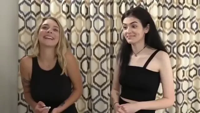Blonde Bombshell's Tits Make Brunette Drool with Envy