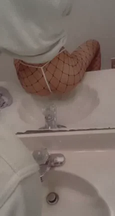 Femboy Friday Sink Ass Tease in Fishnets