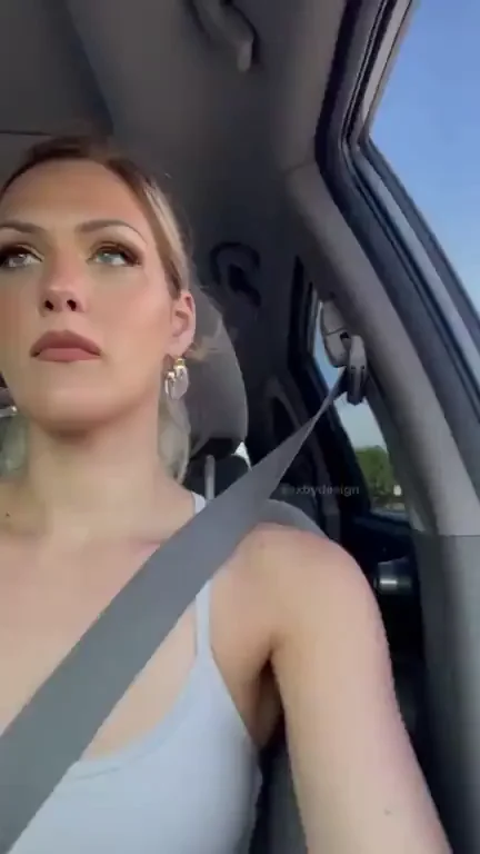 Blonde Bombshell Teases Tits in Car, Getting Dicks Rock-Hard Morning Quickie GIF