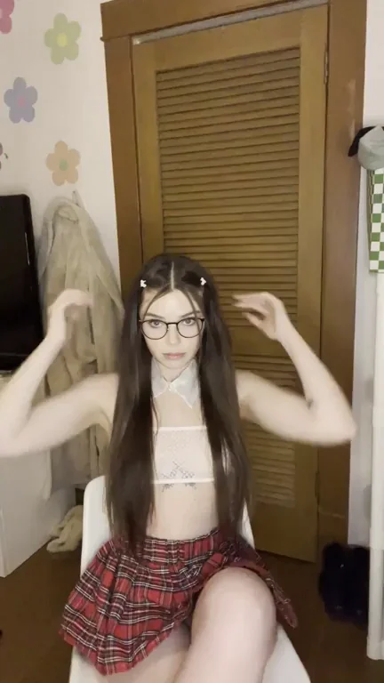 Nerdy Schoolgirl's Tiny Tits Tease: 'I Know They're Too Small!'