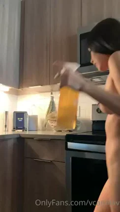 Freeuse Maid Bends Over Bare Ass in Kitchen Tease