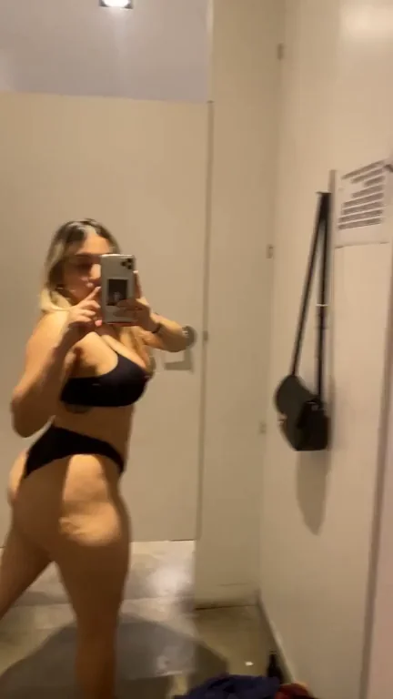 Changing Room Tease: Thick Babe's Bikini Flash 😈🍑