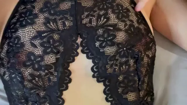 Petite Slut's Lace Crotchless Tease: Slide In & Breed That Tight Innie
