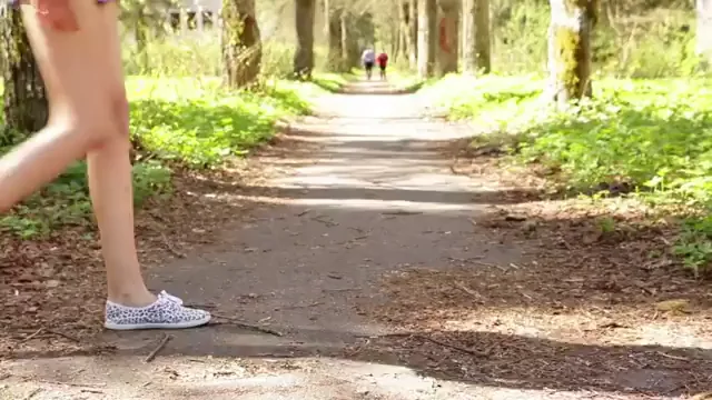 Slutty Teen Flashes Juicy Pussy on Forest Trail