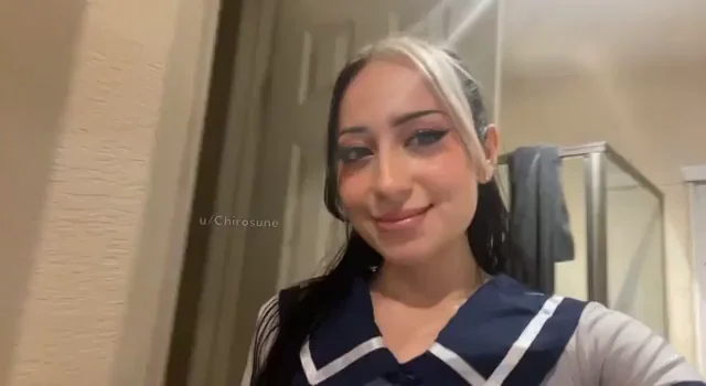 Egirl Teases Her Dripping Panties in Schoolgirl Fit