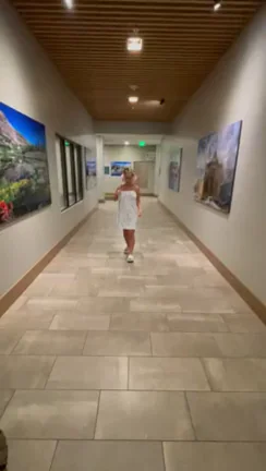 A naughty strip walk after the spa