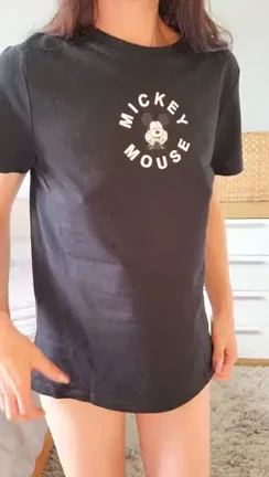 Fun-Sized MILF Teases with Tiny Tits in Mickey Tee