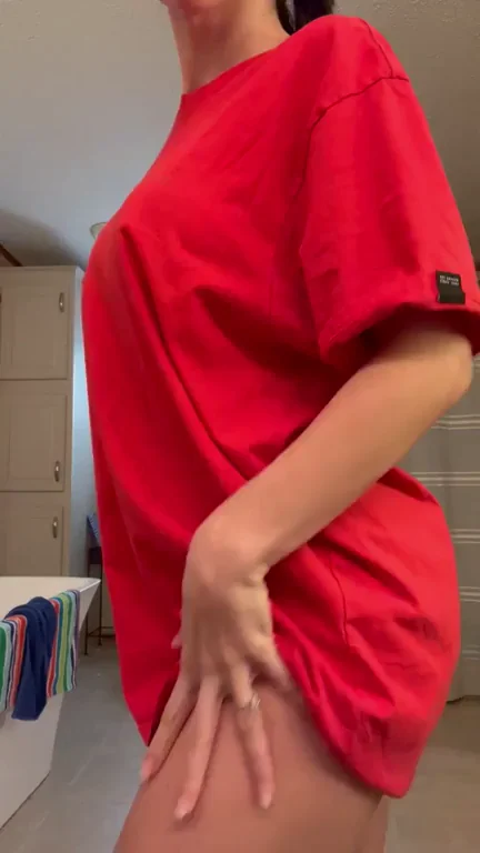 Wearing daddy's shirt